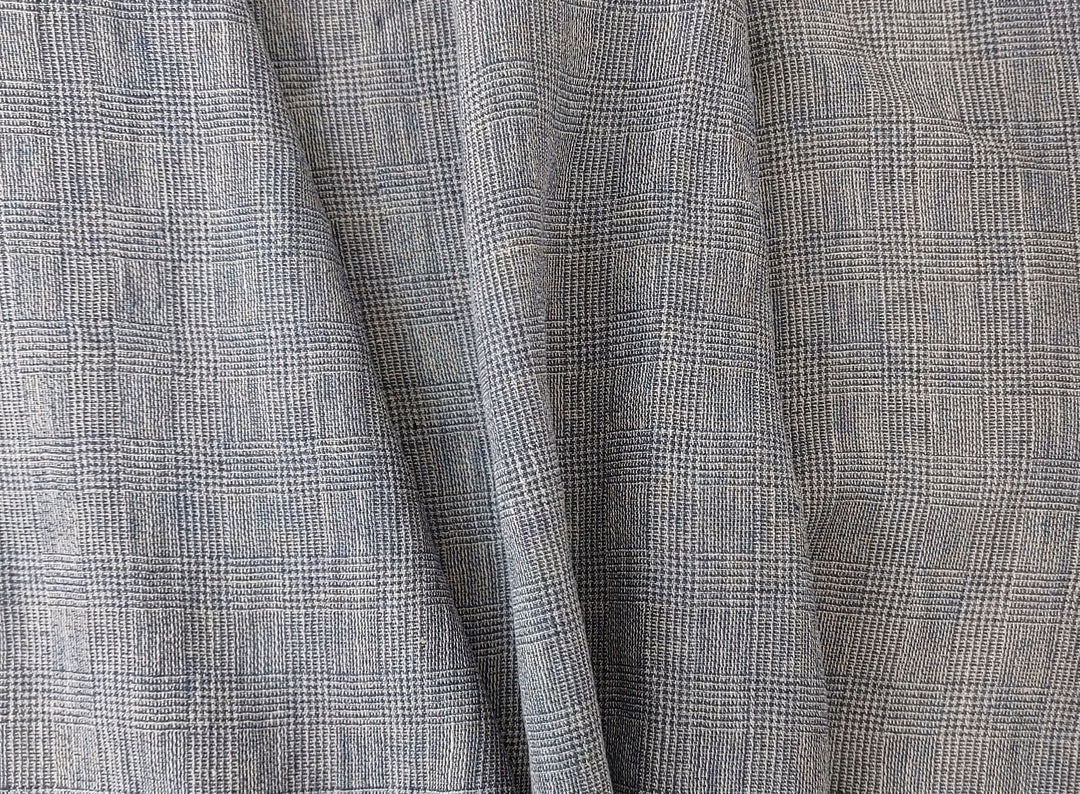 Linen Blend Fabric High Twisted Yarn Navy Glen Plaid Medium Weight 7077 7839 7078 7563 8330