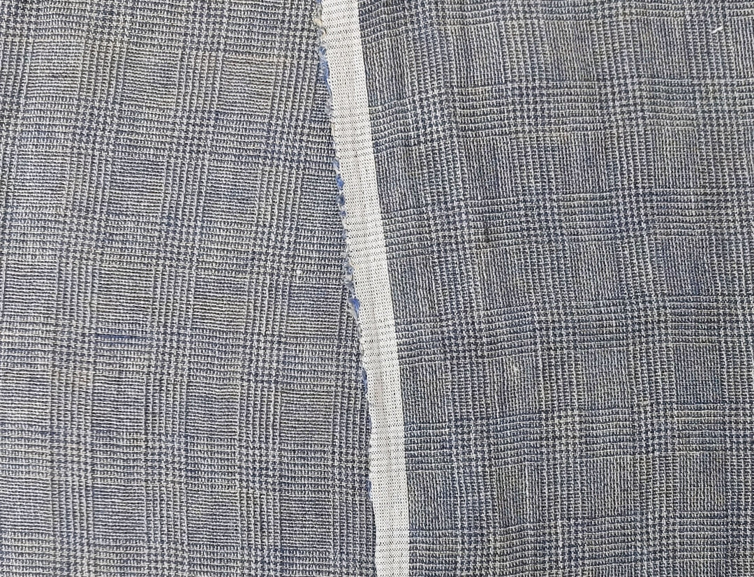 Linen Blend Fabric High Twisted Yarn Navy Glen Plaid Medium Weight 7077 7839 7078 7563 8330
