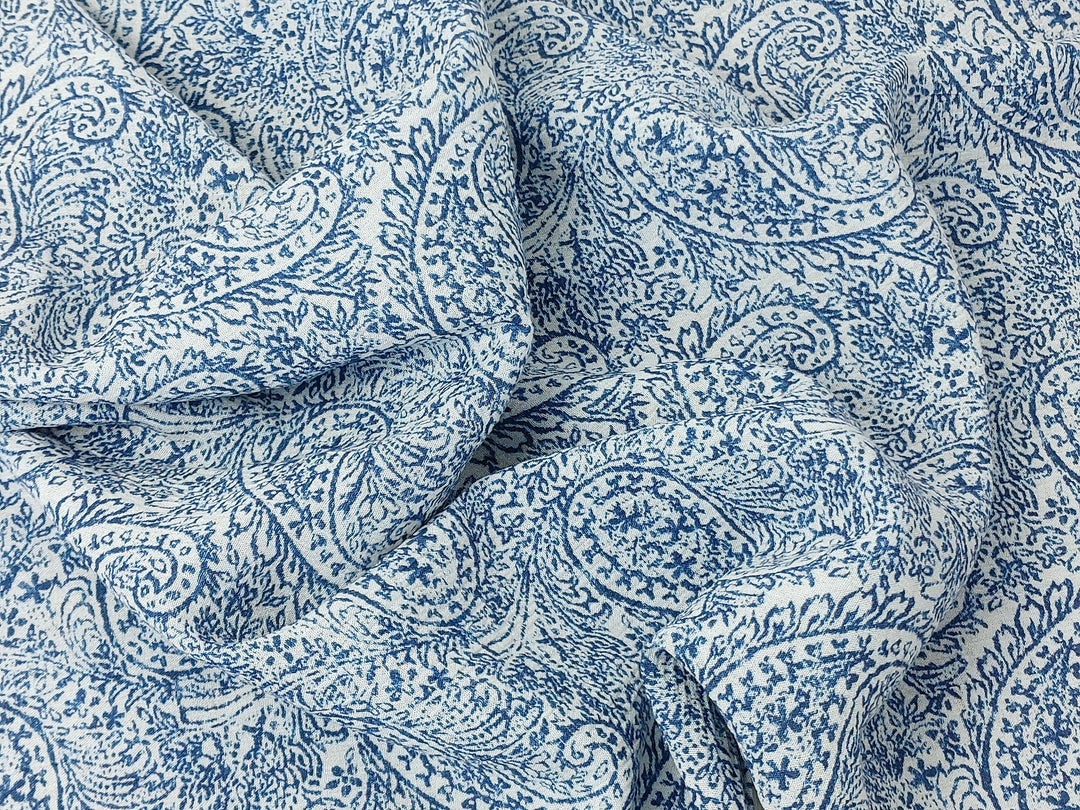 Paisley Print Linen-Rayon Fabric with Subtle Wrinkle Effect 8044 8062 8063 8064