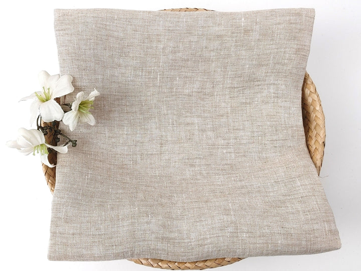100% Linen Soft&Crisp Fabric 21s Vintage Chambray Beige 8039
