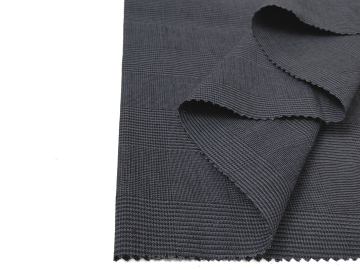 Grey Glen Plaid Linen/Cotton Stretch Fabric – Soft, Pre-Washed 8067
