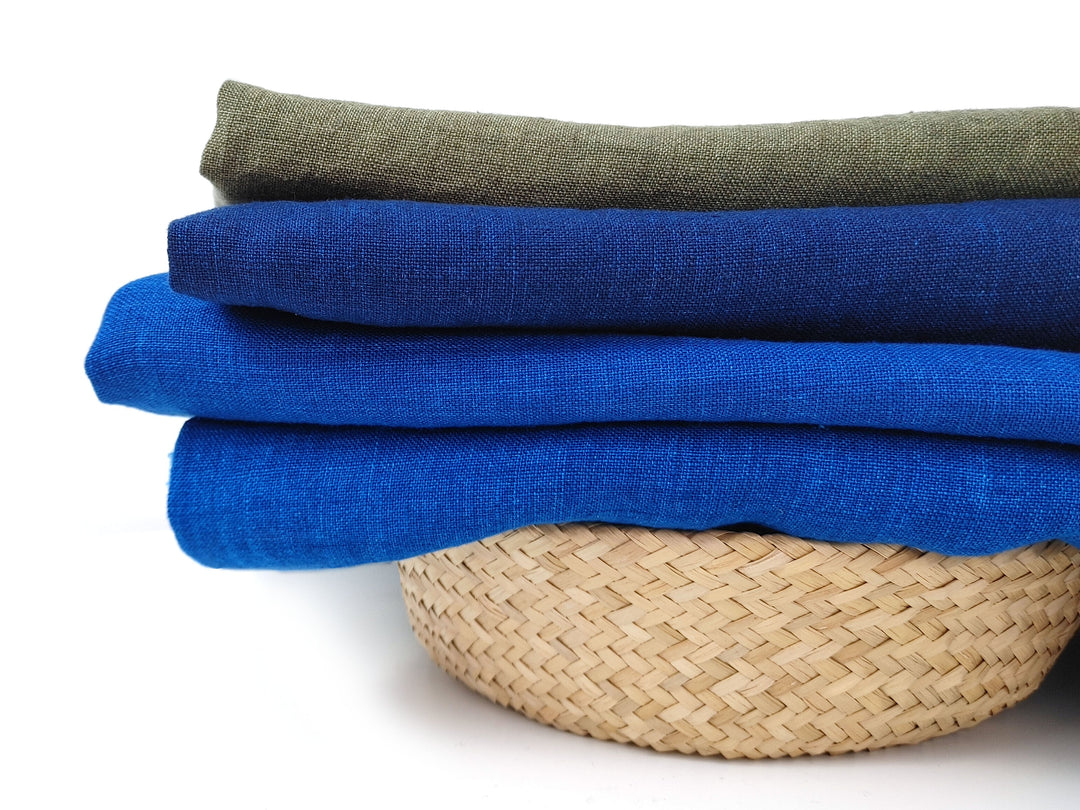 Delave Vintage Dyed 100% Linen Fabric – Medium to Heavyweight, Soft Finish Blue(light) 7782