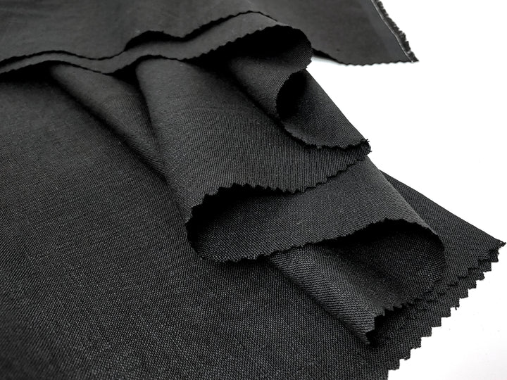 Black 100% Linen Fabric – Light-Medium Weight, Soft Touch 90003