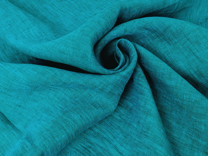 100% Linen Green Chambray Fabric – Lightweight, Soft 3971