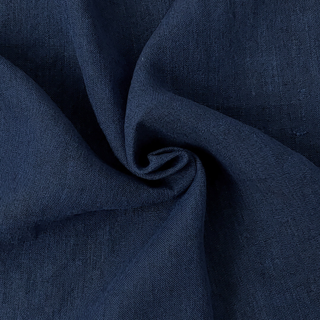 Delave Vintage Dyed 100% Linen Fabric – Medium to Heavyweight, Soft Finish Navy(dark) 7957