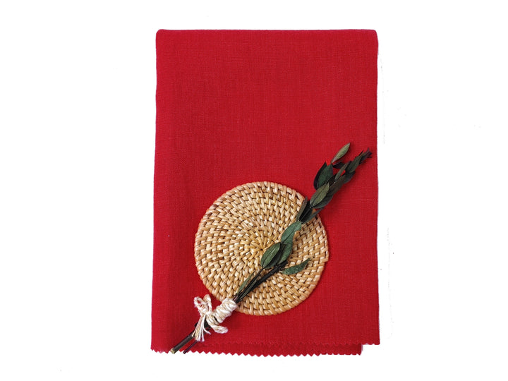 Delave Vintage Dyed 100% Linen Fabric – Medium to Heavyweight, Soft Finish  Red 7491