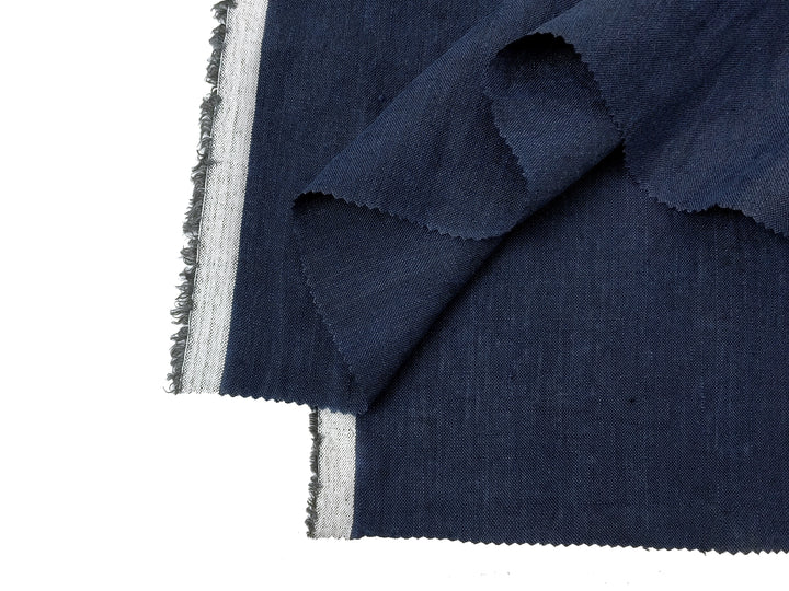 Delave Vintage Dyed 100% Linen Fabric – Medium to Heavyweight, Soft Finish Navy(dark) 7957