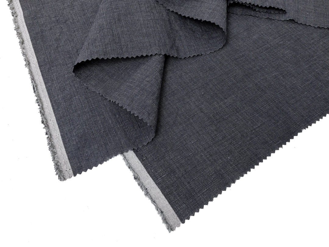 Dark Grey Subtle Chambray Linen Cotton Fabric – Soft & Pre-Washed 8111 8303
