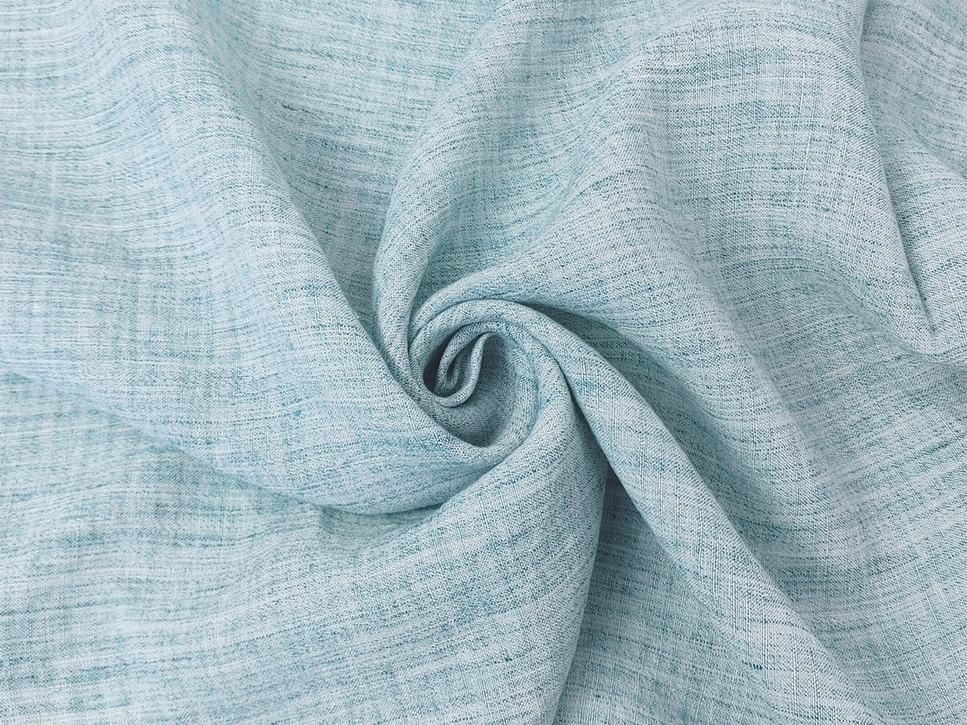 100% Linen Fabric with Green Melange Yarn & Subtle Woven Stripe 4188