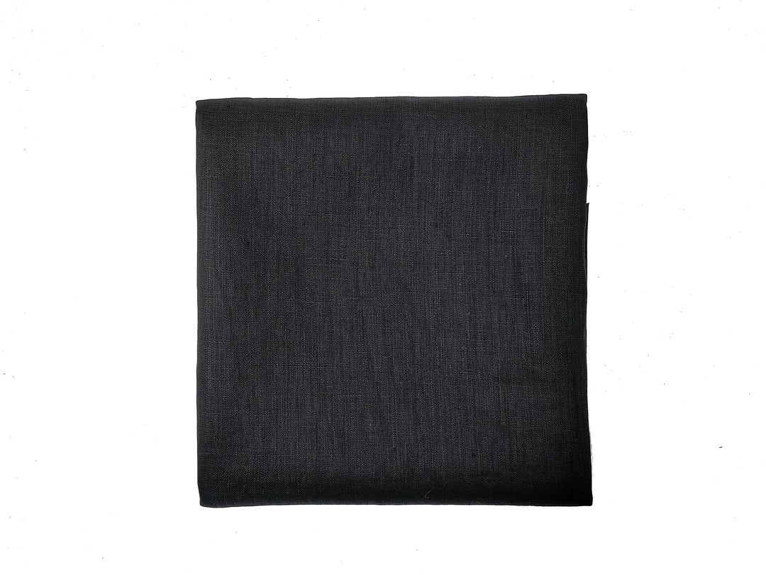 Black 100% Linen Fabric – Lightweight, Pre-Washed, Subtle Stripe Variation