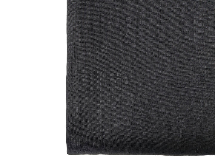 Black 100% Linen Fabric – Lightweight, Pre-Washed, Subtle Stripe Variation