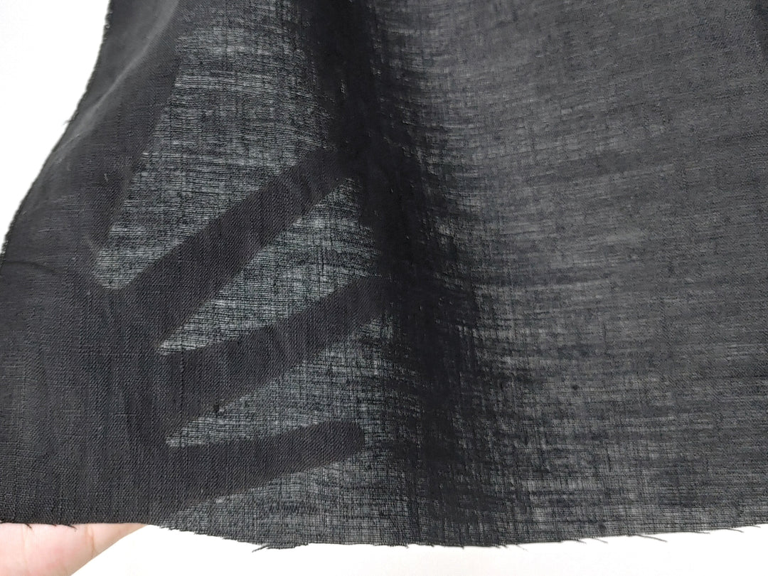 Black 100% Linen Fabric – Lightweight, Pre-Washed, Subtle Stripe Variation