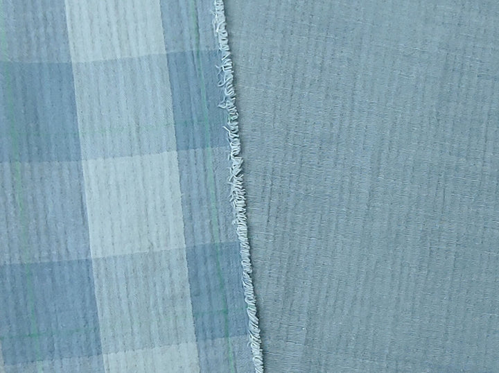100% Cotton Double-Faced Fabric with Subtle Window Pane Check Pattern and Subtle Wrinkle Effect 8123 8124