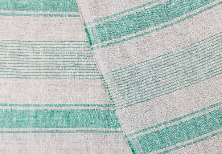 100% Linen Fabric – Yarn-Dyed Horizontal Stripes, Medium Weight, Pre-Washed (7370 / 7488 / 7489)
