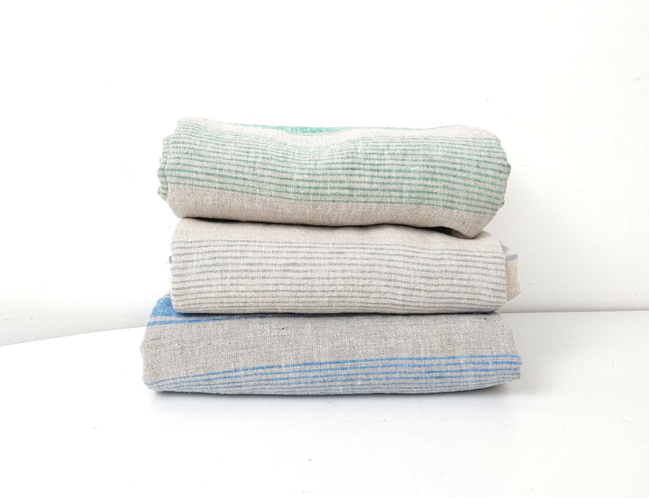 100% Linen Fabric – Yarn-Dyed Horizontal Stripes, Medium Weight, Pre-Washed (7370 / 7488 / 7489)
