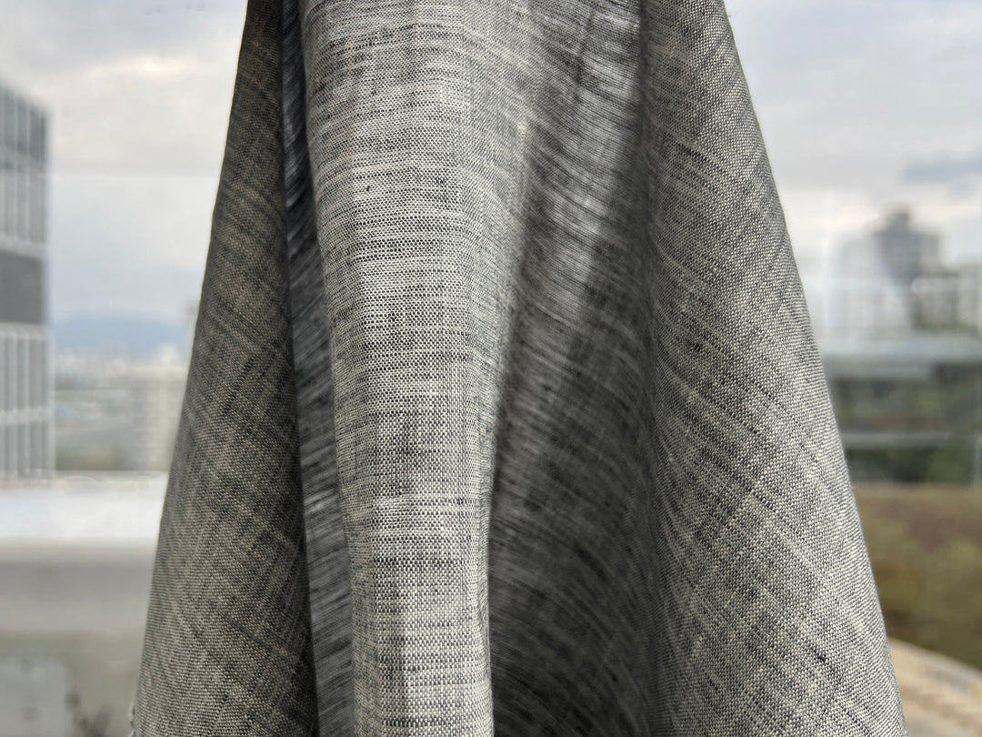 Grey Color 100% Linen Chambray Fabric 8487 | Pre-Washed Soft Touch | 44"