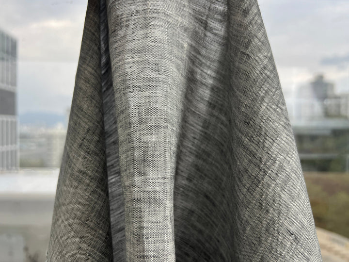 Grey Color 100% Linen Chambray Fabric 8487 | Pre-Washed Soft Touch | 44"