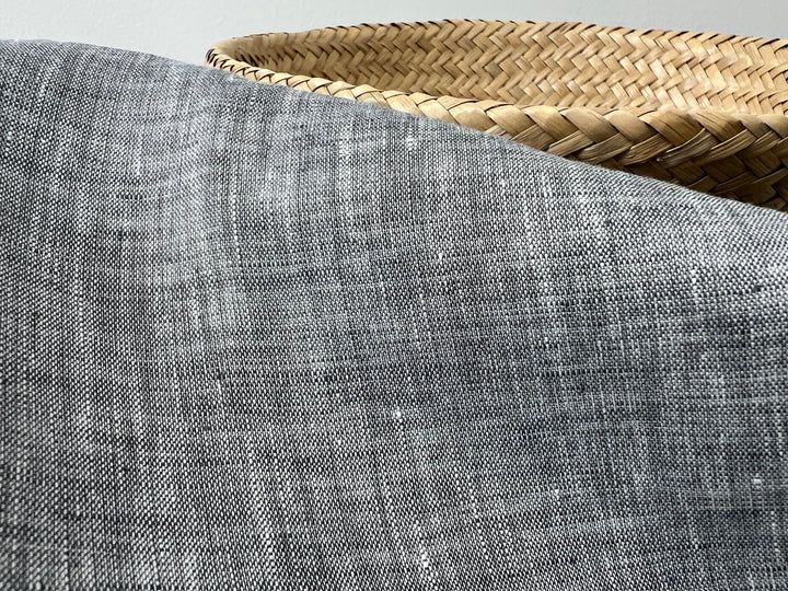 Grey Color 100% Linen Chambray Fabric 8487 | Pre-Washed Soft Touch | 44"