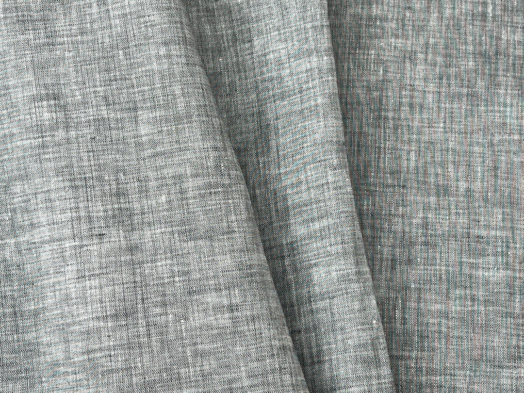 Grey Color 100% Linen Chambray Fabric 8487 | Pre-Washed Soft Touch | 44"