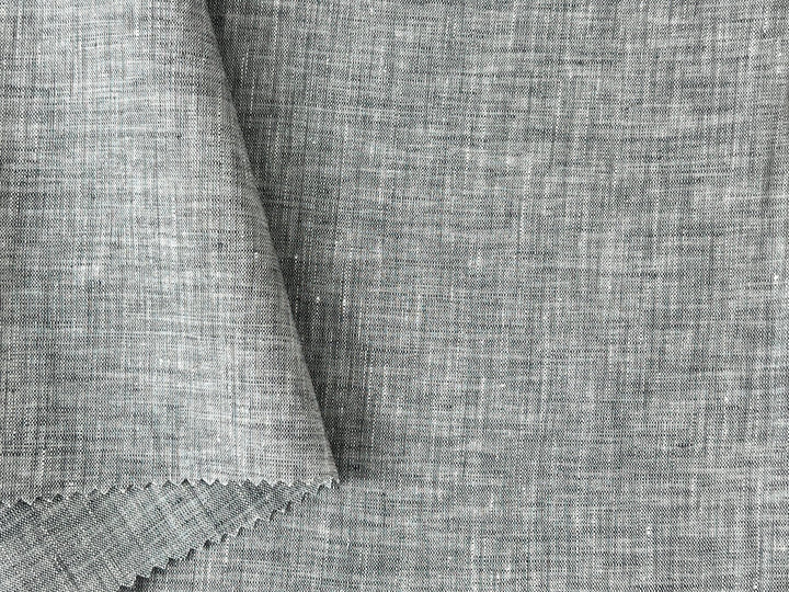 Grey Color 100% Linen Chambray Fabric 8487 | Pre-Washed Soft Touch | 44"