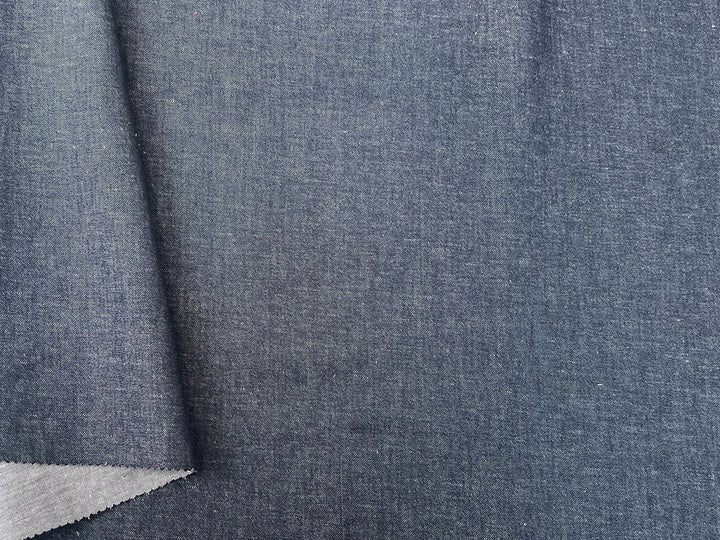Dark Navy Denim-Look Linen Cotton Fabric 8348 | Dual-Sided Twill | 52"