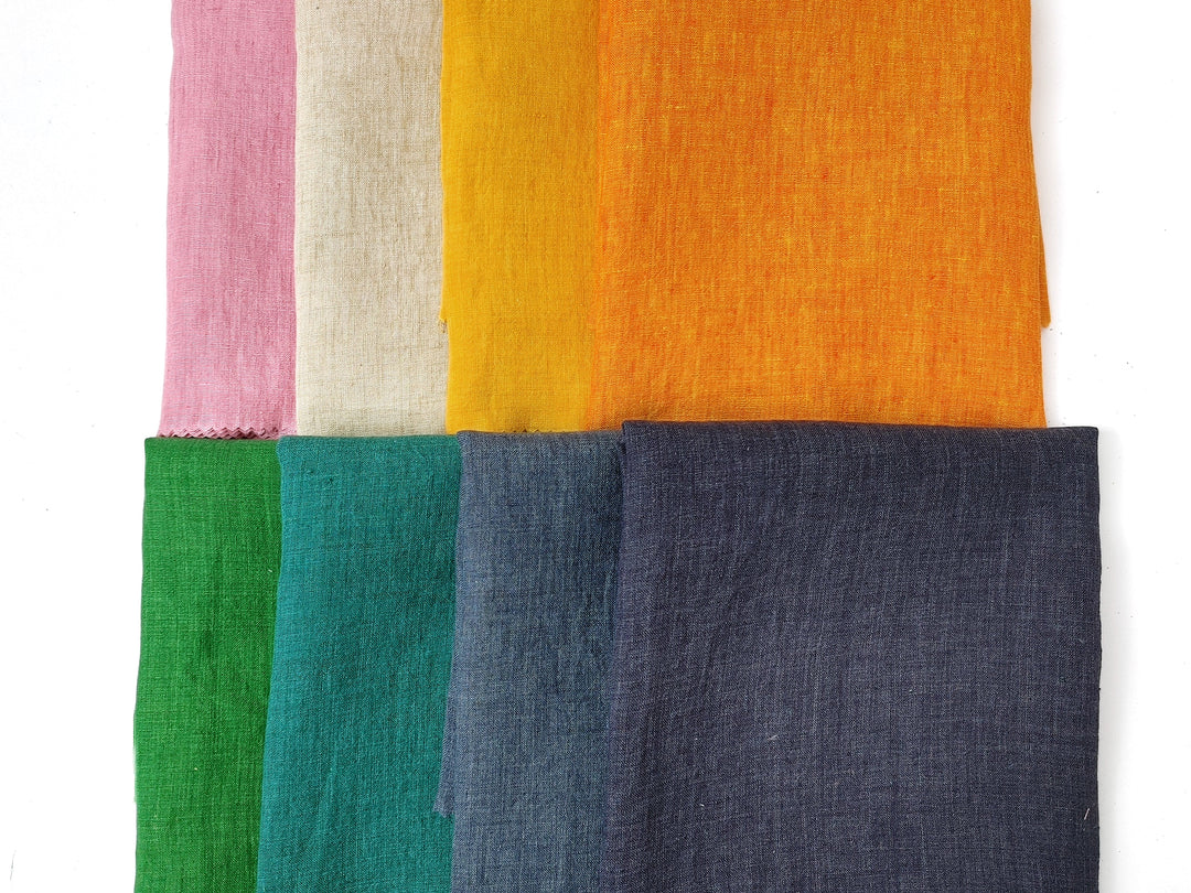 100% Linen Soft&Crisp Fabric 21s Vintage Chambray Beige(dark) 7734