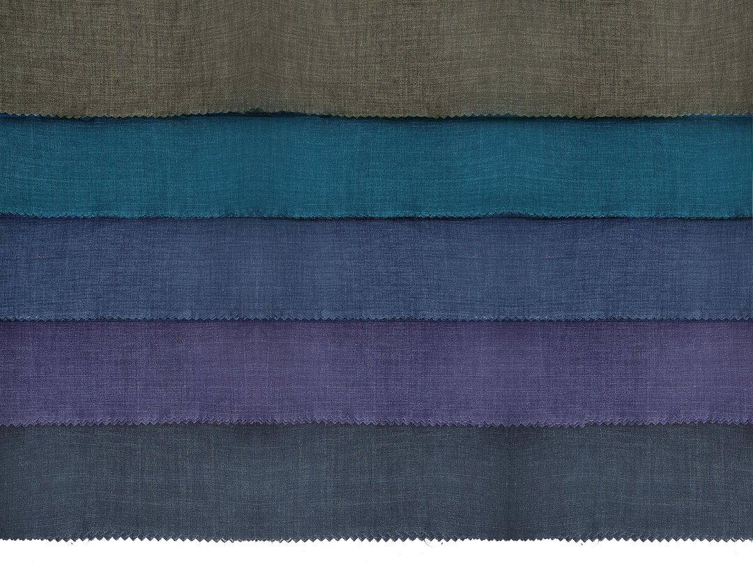 100% Linen Vintage Dyed Delave Fabric – Fine 21s Yarn, Pre-Washed, Light Weight Violet(dark) 6372