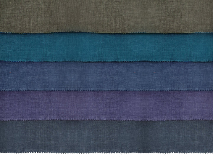 100% Linen Vintage Dyed Delave Fabric – Fine 21s Yarn, Pre-Washed, Light Weight Violet(dark) 6372