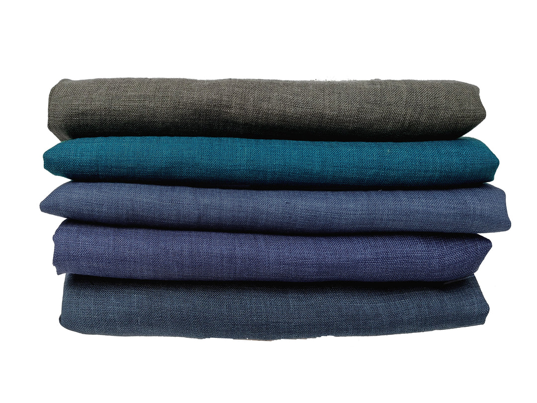 100% Linen Vintage Dyed Delave Fabric – Fine 21s Yarn, Pre-Washed, Light Weight Violet(dark) 6372