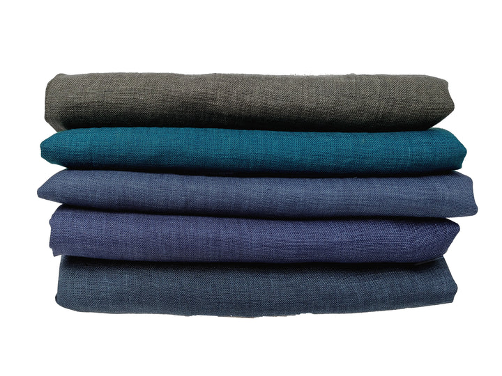 100% Linen Vintage Dyed Delave Fabric – Fine 21s Yarn, Pre-Washed, Light Weight Violet(dark) 6372