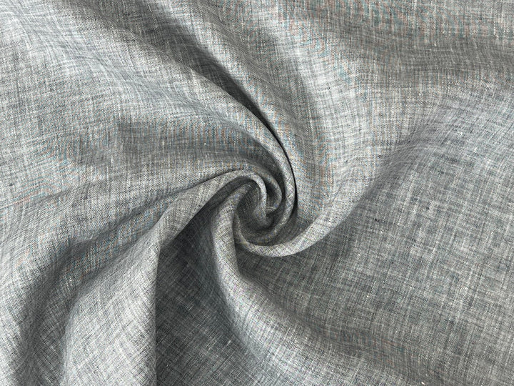 Grey Color 100% Linen Chambray Fabric 8487 | Pre-Washed Soft Touch | 44"