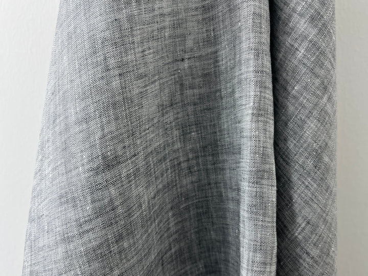 Grey Color 100% Linen Chambray Fabric 8487 | Pre-Washed Soft Touch | 44"