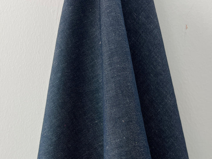 Dark Navy Denim-Look Linen Cotton Fabric 8348 | Dual-Sided Twill | 52"