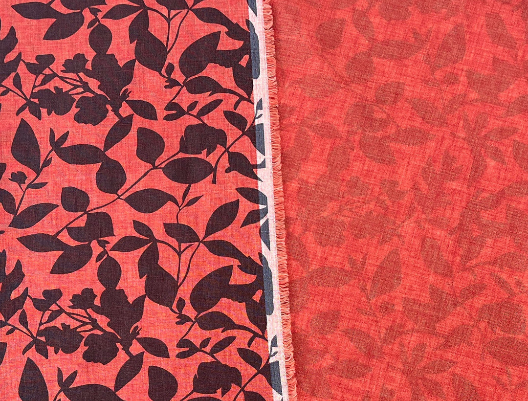 100% Linen Fabric – Lightweight Delavé Leaf Print, Soft Handfeel  7343 8189 8190