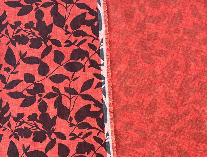 100% Linen Fabric – Lightweight Delavé Leaf Print, Soft Handfeel  7343 8189 8190
