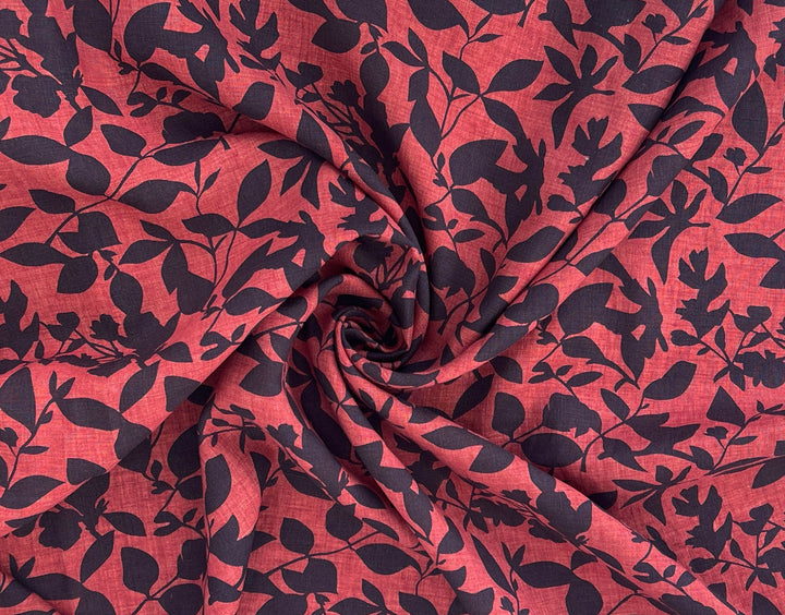 100% Linen Fabric – Lightweight Delavé Leaf Print, Soft Handfeel  7343 8189 8190