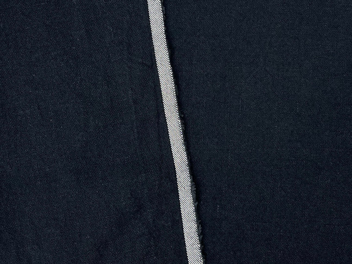 Linen Wool Blend Twill Fabric in Black – Medium-Heavy Weight 7868