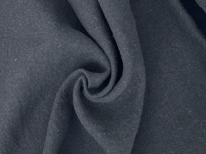 Linen Wool Blend Twill Fabric in Black – Medium-Heavy Weight 7868