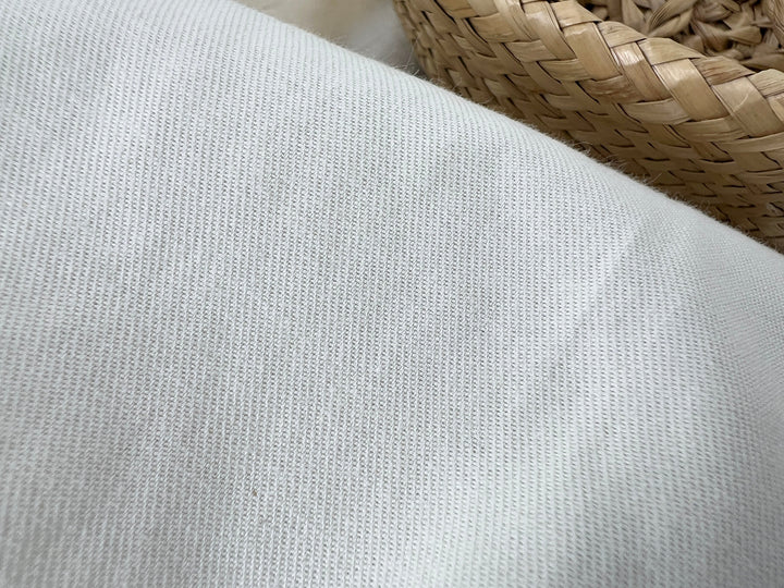 Paper Yarn Cotton Stretch Twill Fabric | Ivory White | Comfort Stretch
