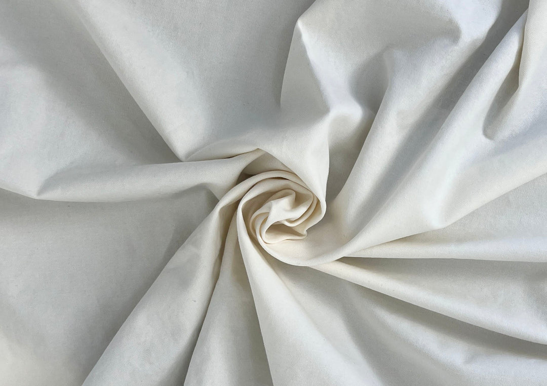 Paper Yarn Cotton Stretch Twill Fabric | Ivory White | Comfort Stretch