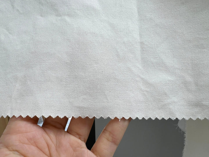 Paper Yarn Cotton Stretch Twill Fabric | Ivory White | Comfort Stretch
