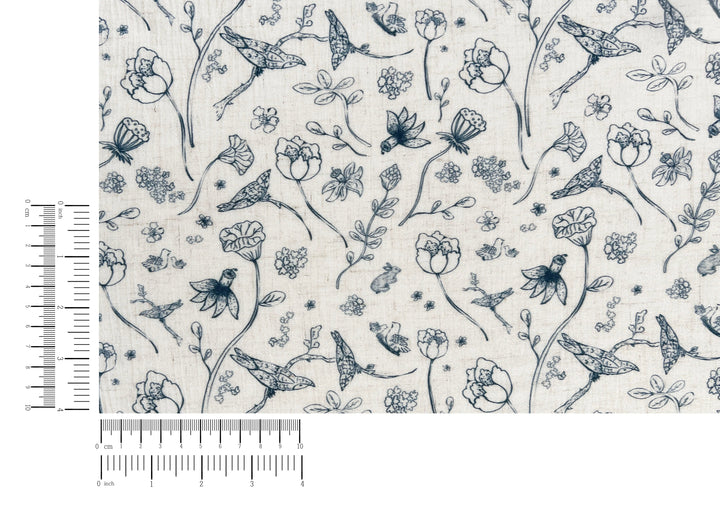 Birds of a Feather, Linen Rayon Print Fabric, Design by Madeline, Madswick Studio, 8222 8223 8224 8225