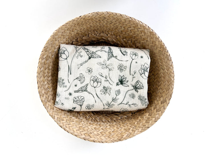 Birds of a Feather, Linen Rayon Print Fabric, Design by Madeline, Madswick Studio, 8222 8223 8224 8225