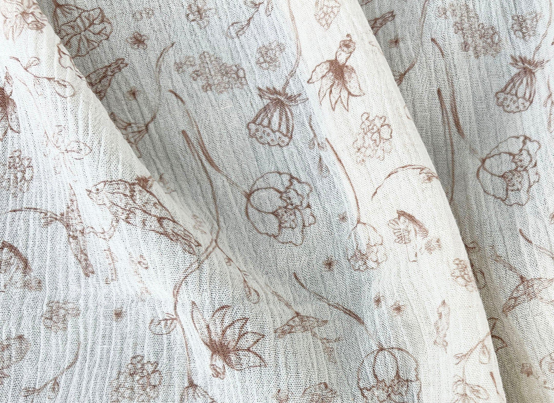 Birds of a Feather, Linen Rayon Print Fabric, Design by Madeline, Madswick Studio, 8222 8223 8224 8225