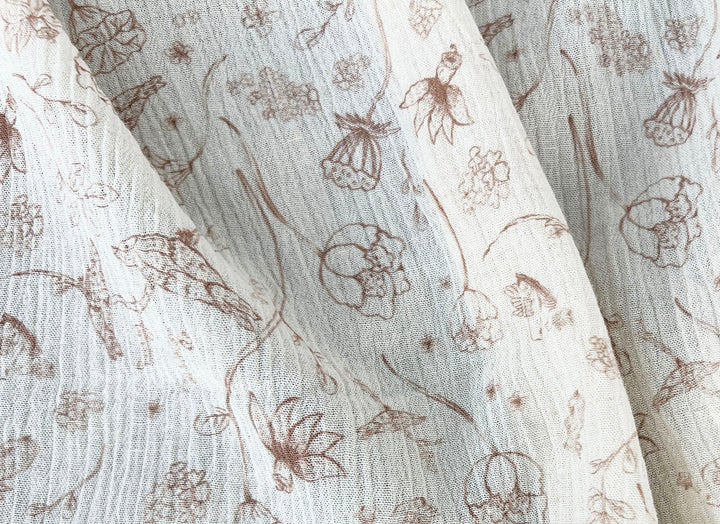Birds of a Feather, Linen Rayon Print Fabric, Design by Madeline, Madswick Studio, 8222 8223 8224 8225