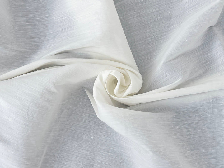 White Linen Nylon Stretch Fabric – Lightweight, Pre-Washed, 60" Wide 8261