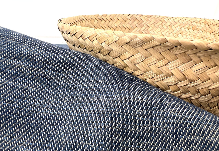 Linen Cotton Fabric – Navy Denim Style Chambray Twill, Medium to Heavy Weight 1567