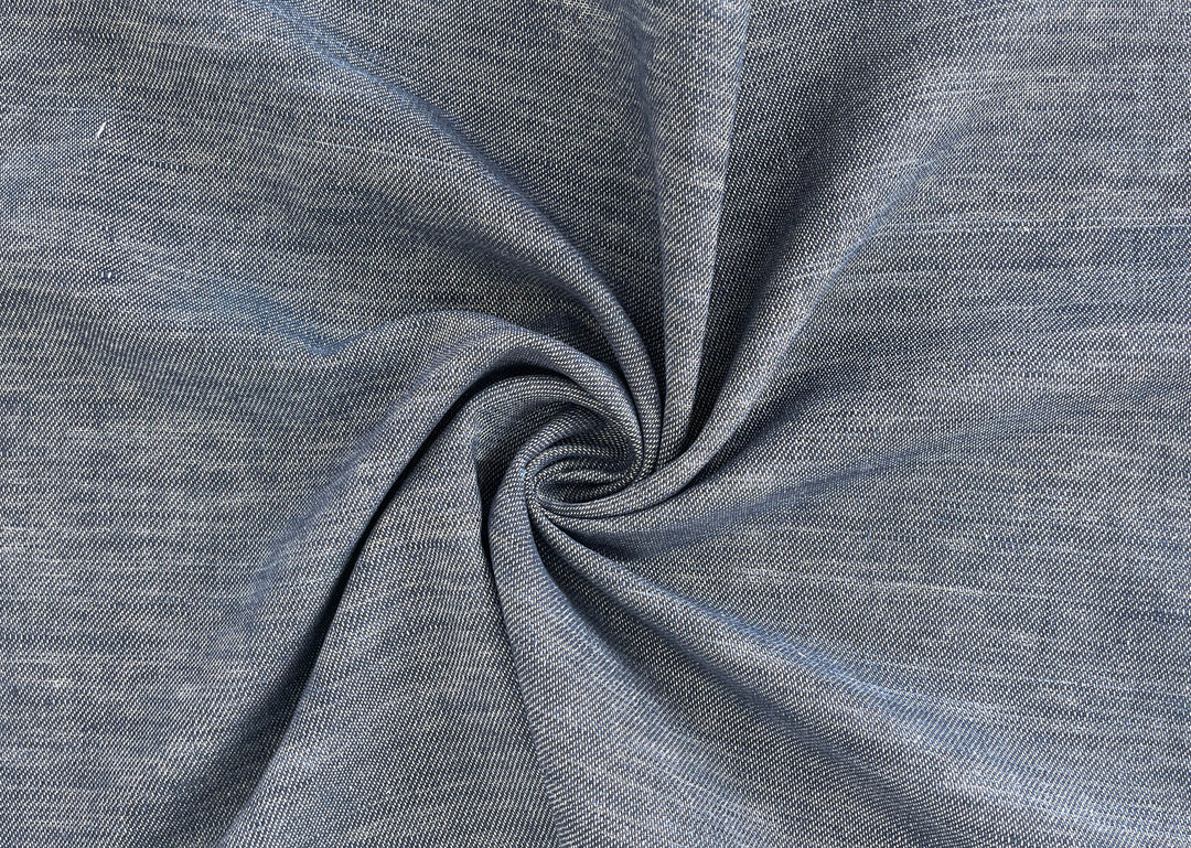 Linen Cotton Fabric – Navy Denim Style Chambray Twill, Medium to Heavy Weight 1567