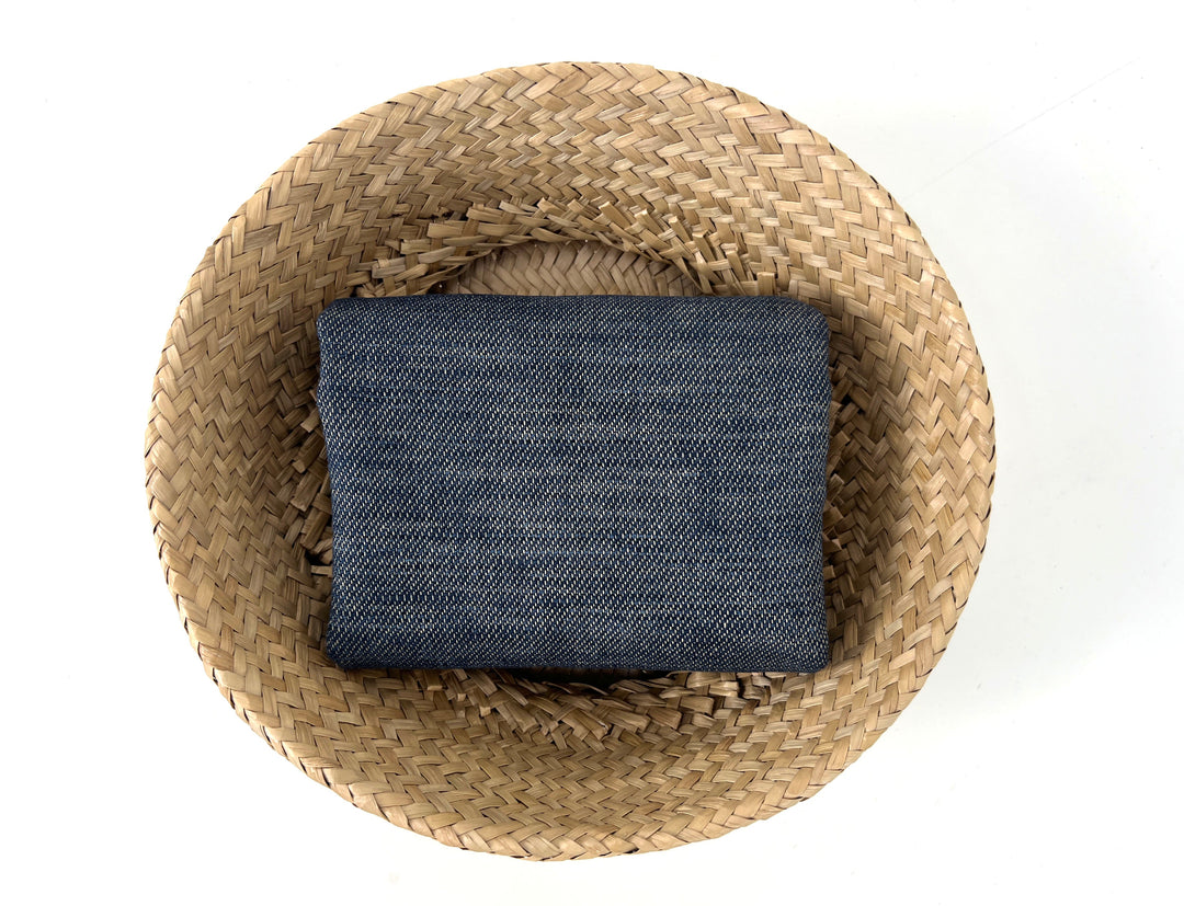Linen Cotton Fabric – Navy Denim Style Chambray Twill, Medium to Heavy Weight 1567