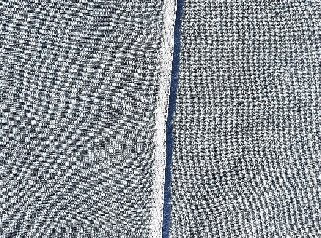 Blue Stripe Linen Lurex Fabric – Metallic Sparkle, Light-Medium Weight 2972